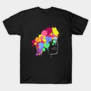 Colorful women face drippy hoodies drip merch design T-Shirt